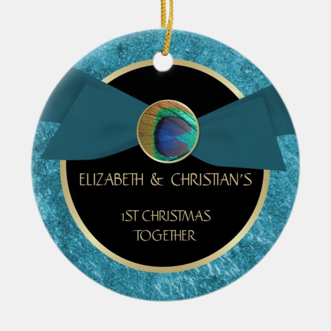 Ornamento del navidad del botón de la pluma del (Frente)