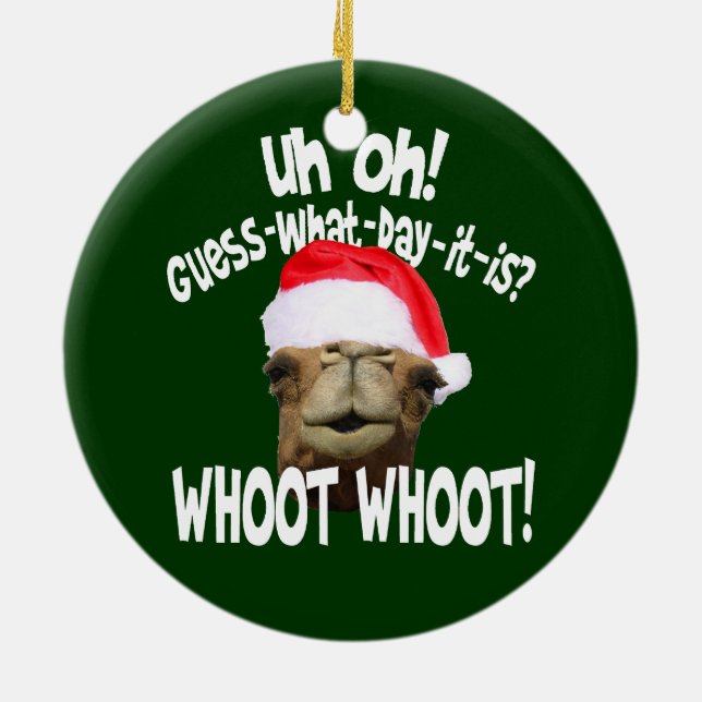 Ornamento del navidad del camello del día de chepa (Atrás)