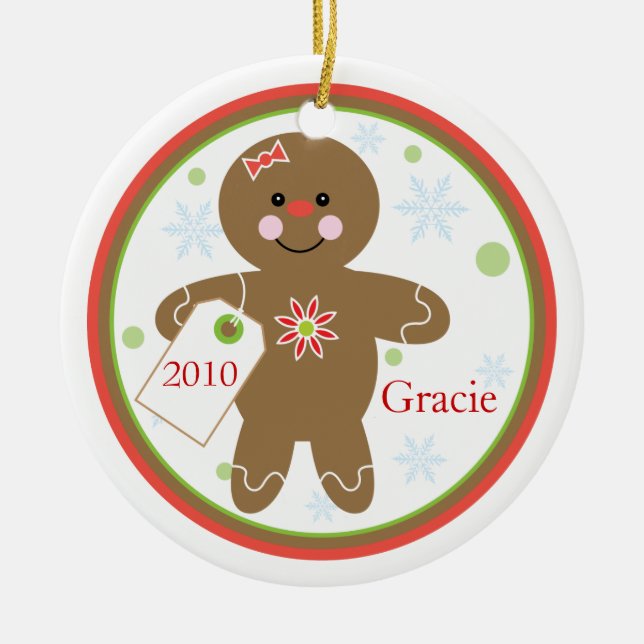 Ornamento del navidad del chica del pan de (Frente)