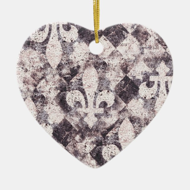 Ornamento del navidad del corazón de la flor de (Frente)