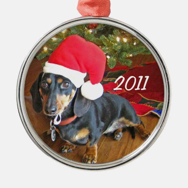 Ornamento del navidad del Dachshund (Frente)