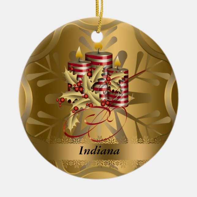 Ornamento del navidad del estado de Indiana (Frente)