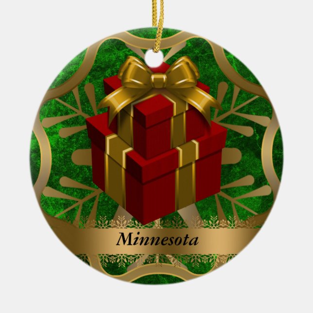 Ornamento del navidad del estado de Minnesota (Frente)