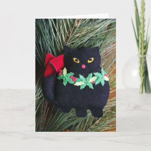 Ornamento del navidad del fieltro del gato negro,
