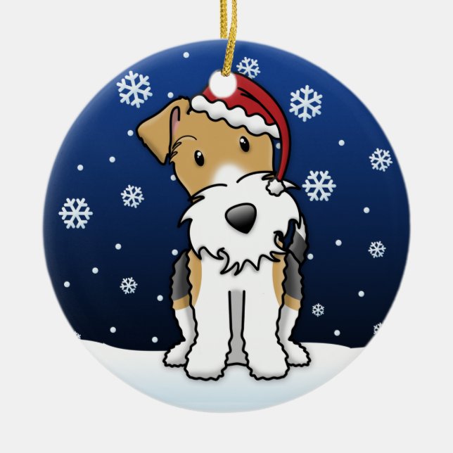 Ornamento del navidad del fox terrier del alambre (Frente)