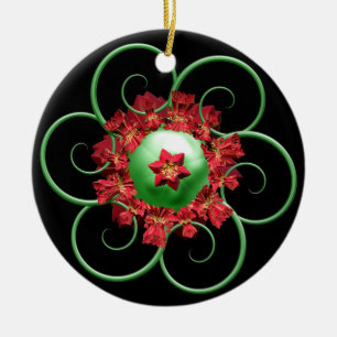Ornamento del navidad del fractal del Poinsettia