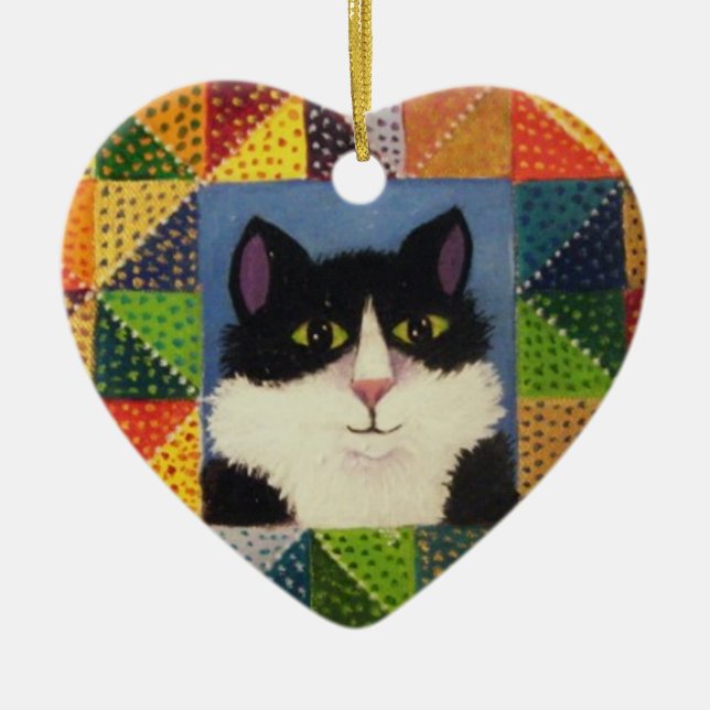Ornamento del navidad del gato del smoking (Frente)