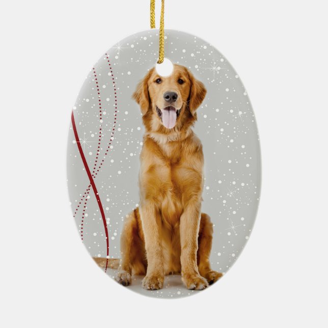 Ornamento del navidad del golden retriever (Atrás)