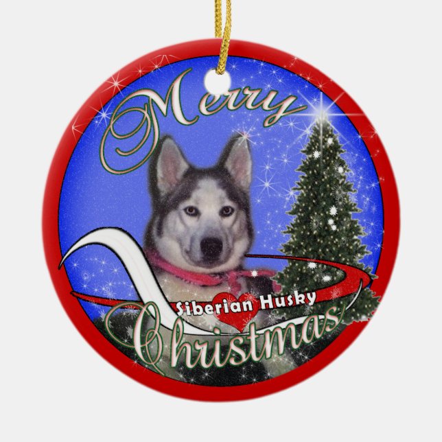 ORNAMENTO del NAVIDAD del husky siberiano (Frente)