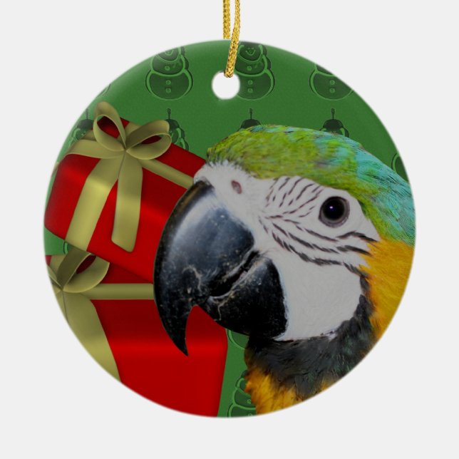 Ornamento del navidad del loro del Macaw del azul (Frente)
