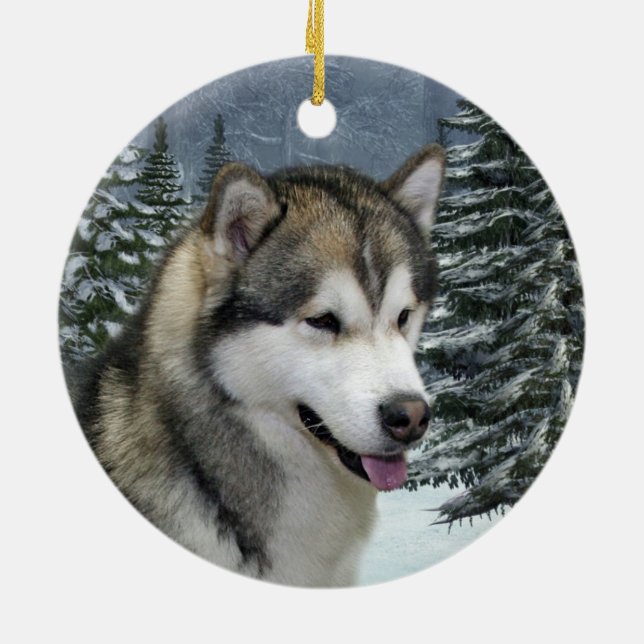 Ornamento del navidad del Malamute (Atrás)