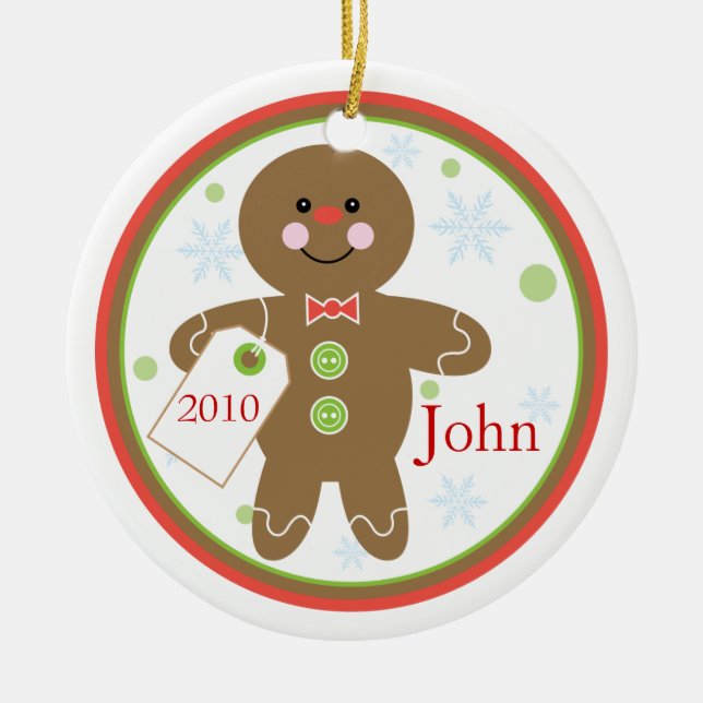 Ornamento del navidad del muchacho del pan de (Frente)
