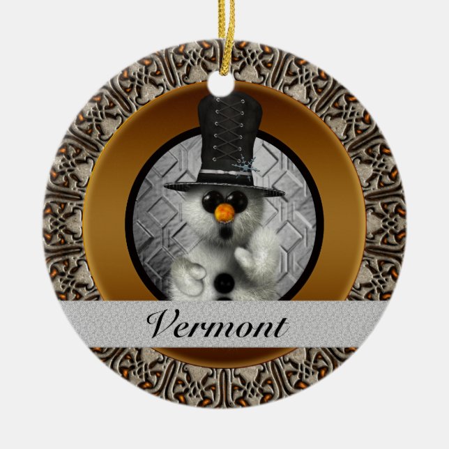 Ornamento del navidad del muñeco de nieve de (Frente)