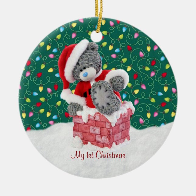 Ornamento del navidad del oso de peluche de Santa (Frente)