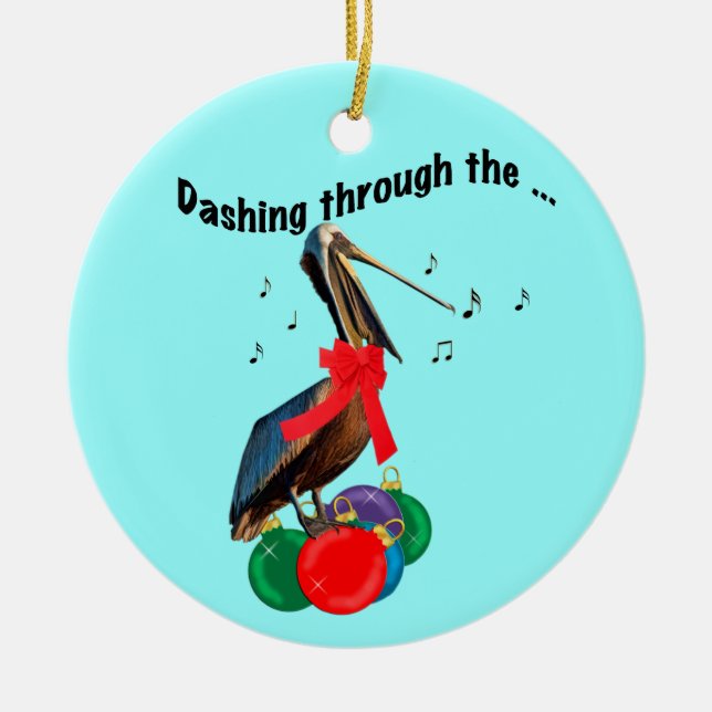 Ornamento del navidad del pelícano del canto (Frente)