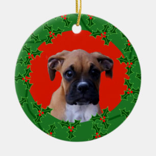 Ornamento del navidad del perrito del boxeador