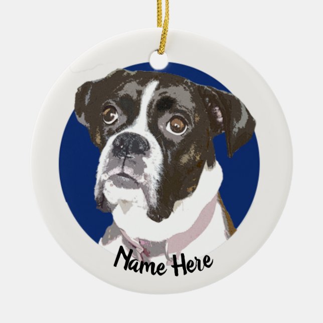 Ornamento del navidad del perro de BrindleBoxer (Frente)