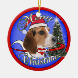 ORNAMENTO DEL NAVIDAD DEL PERRO DEL BEAGLE - GORRA