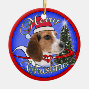 ORNAMENTO DEL NAVIDAD DEL PERRO DEL BEAGLE - GORRA
