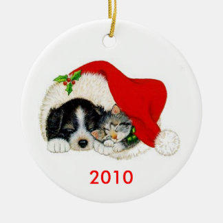 Ornamento del navidad del perro y del gato