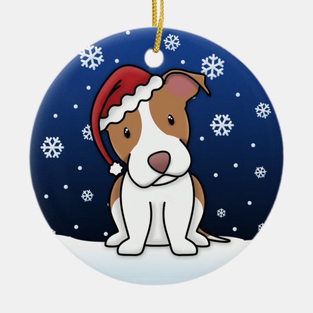Ornamento del navidad del pitbull del dibujo (Frente)