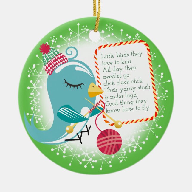 Ornamento del navidad del poema del hilado lindo (Frente)