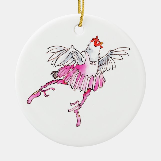 Ornamento del navidad del pollo del ballet (Frente)