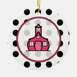 Ornamento del navidad del profesor - lunar y rosa