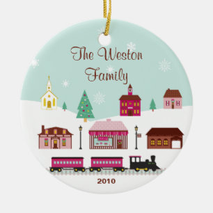 Ornamento del navidad del pueblo Nevado