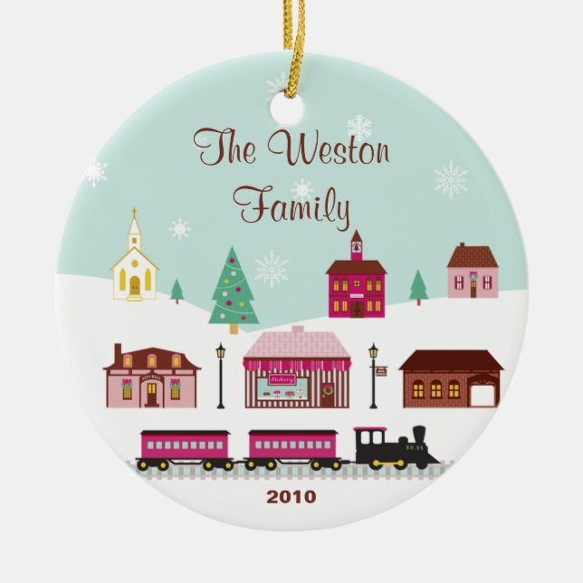 Ornamento del navidad del pueblo Nevado (Frente)