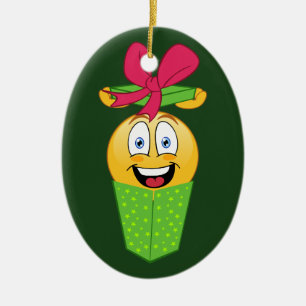 Ornamento del navidad del regalo de la emoji
