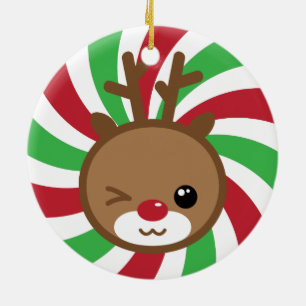 Ornamento del navidad del reno de Kawaii