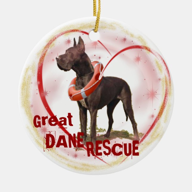 ORNAMENTO DEL NAVIDAD DEL RESCATE DE GREAT DANE (Frente)