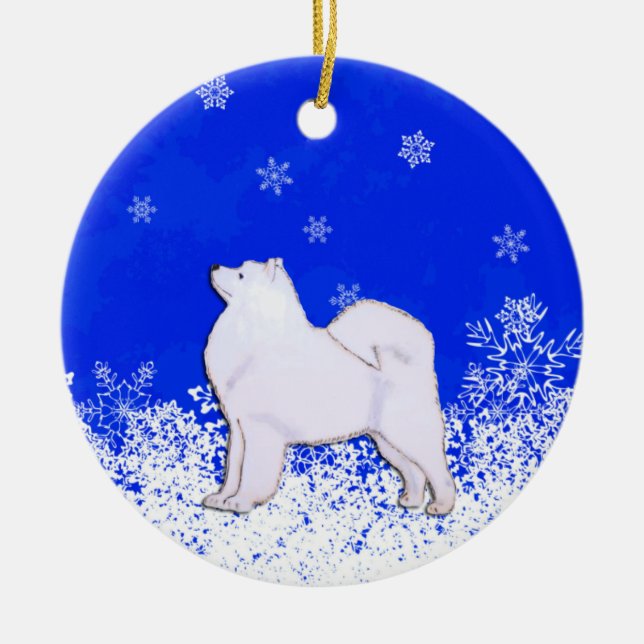 Ornamento del navidad del samoyedo (Frente)