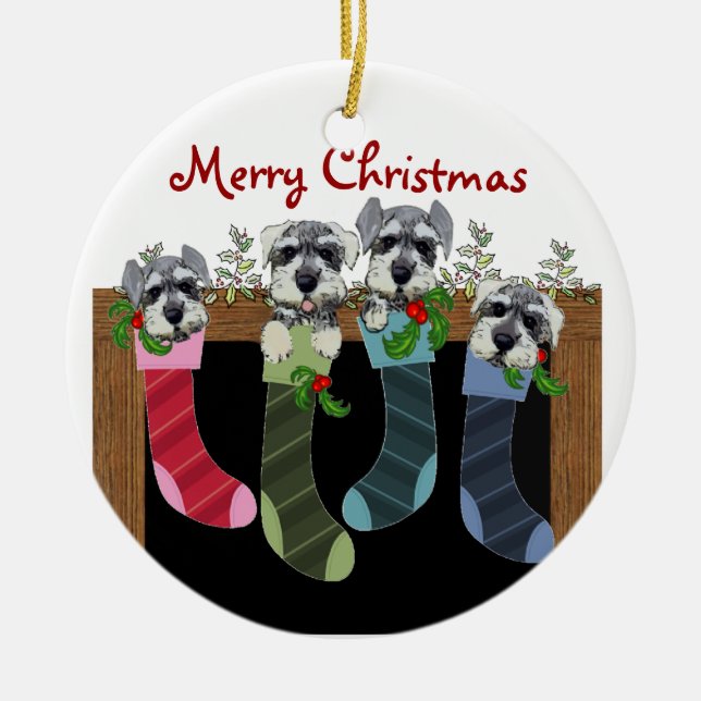 Ornamento del navidad del Schnauzer (Frente)