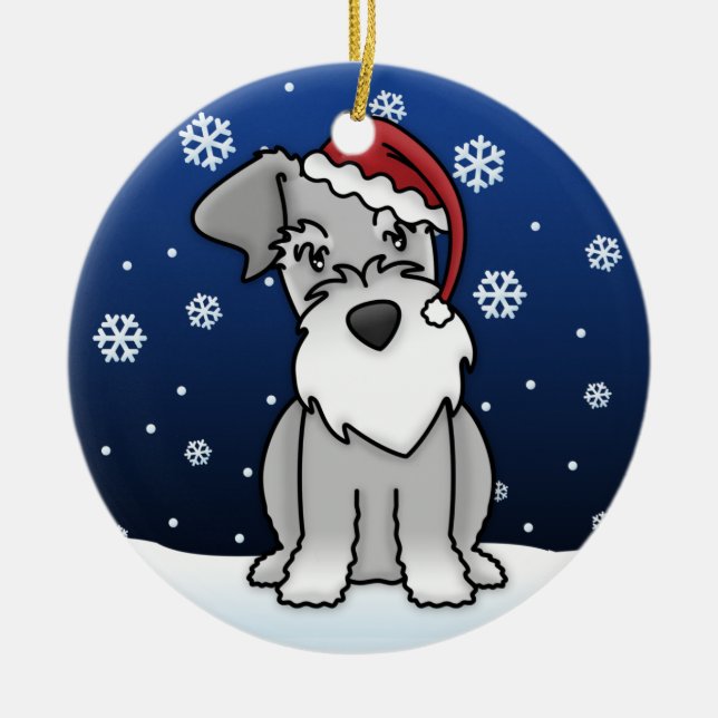 Ornamento del navidad del Schnauzer del dibujo (Frente)