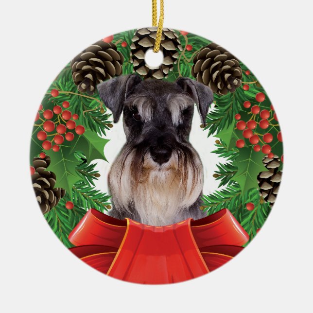 Ornamento del navidad del Schnauzer miniatura (Frente)