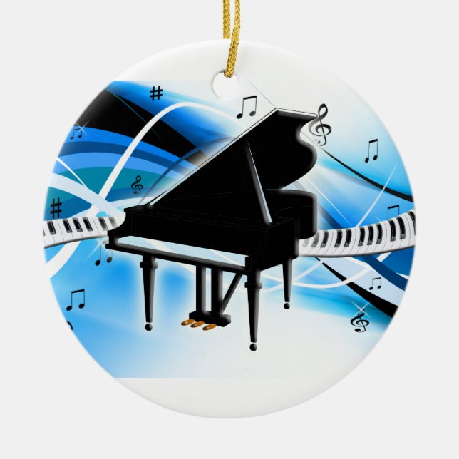 Ornamento del navidad del teclado de piano de cola (Frente)