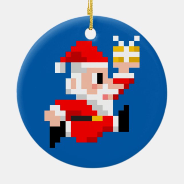 Ornamento del navidad: Papá Noel de 8 bits (azul) (Atrás)