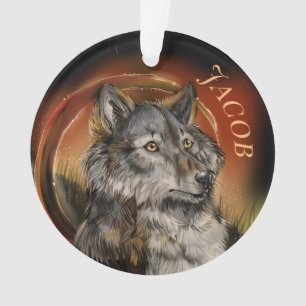 Ornamento del nombre personalizado del lobo de la