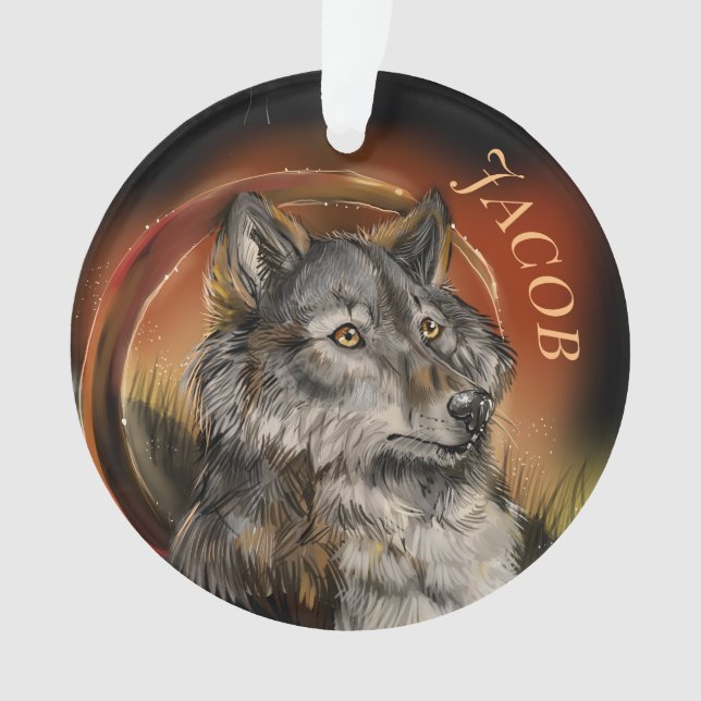 Ornamento del nombre personalizado del lobo de la  (Anverso)