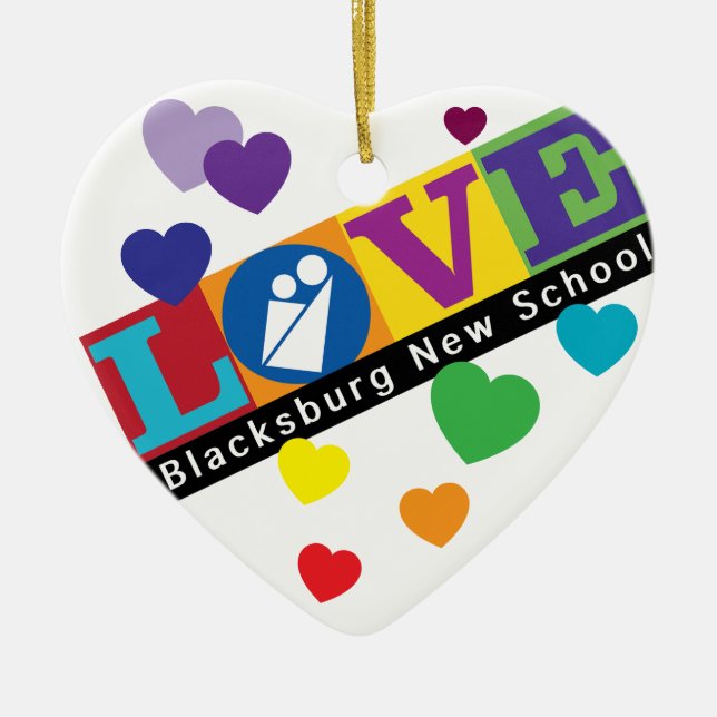 Ornamento del nuevo corazón escolar de Blacksburg (Frente)