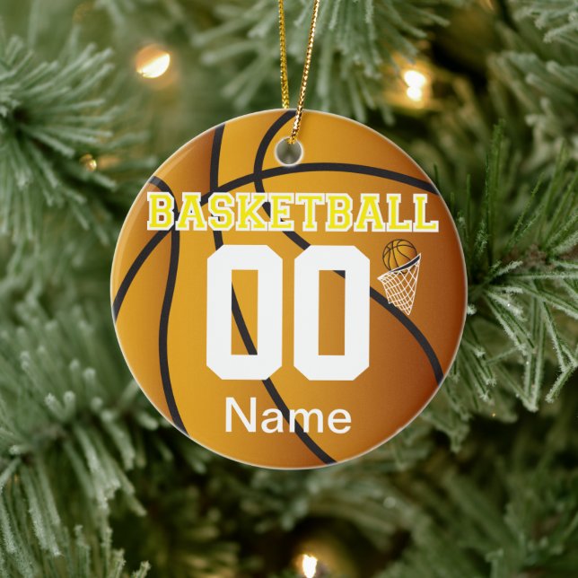 Ornamento del número de baloncesto personalizado a (Árbol)