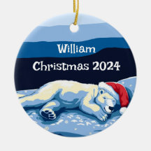 Ornamento del oso polar durmiente personalizado