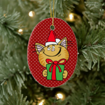 Ornamento del óval del gato de Meowy Navidades