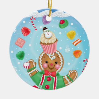 Ornamento del pan de jengibre y del caramelo