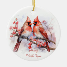 Ornamento del Par de Cardenales de Acuarela