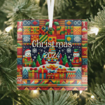 Ornamento del patrón de Kente 2024 para Navidades 