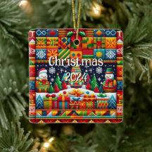 Ornamento del patrón de Kente 2024 para Navidades 