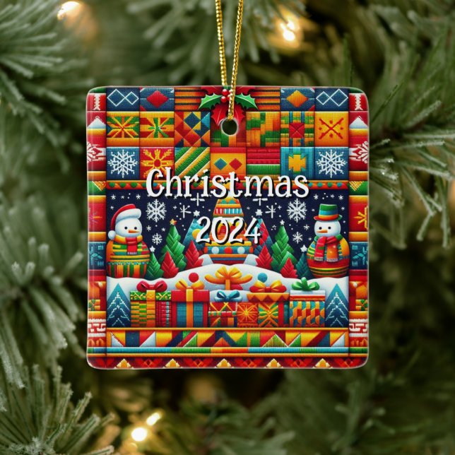 Ornamento del patrón de Kente 2024 para Navidades  (Árbol)